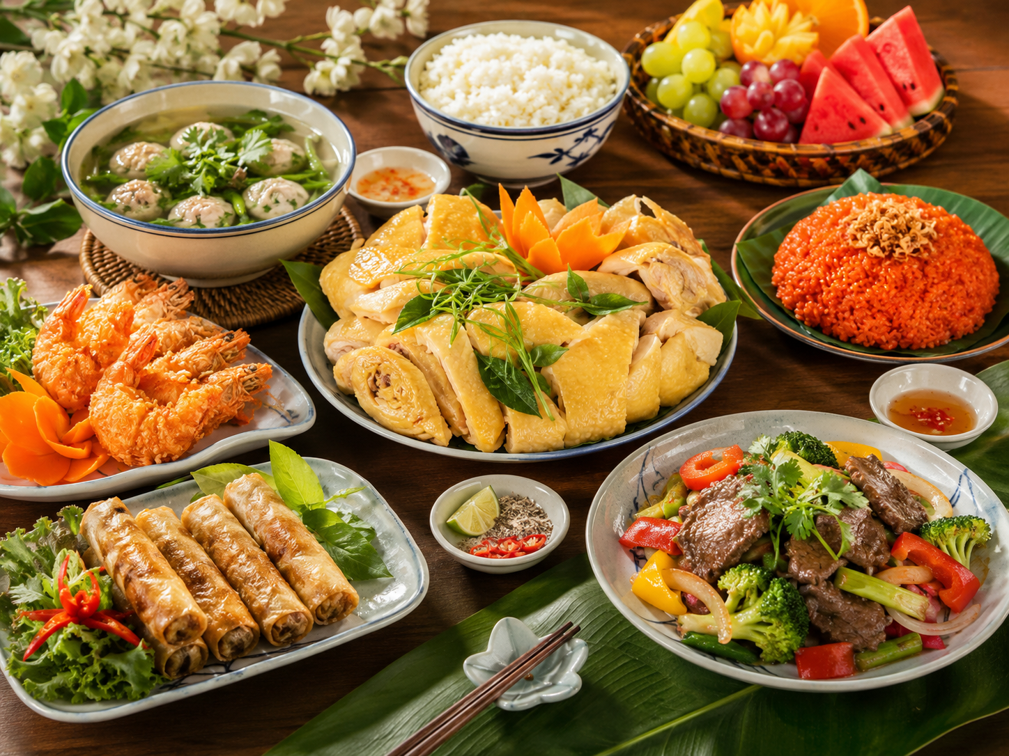 Mâm cỗ gia đình đầy đủ món